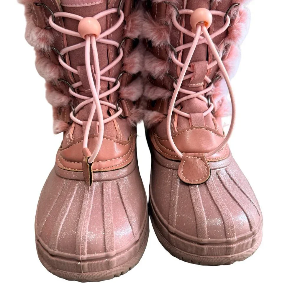 London Fog Girls Pink Faux Fur Winter Boots Size 2